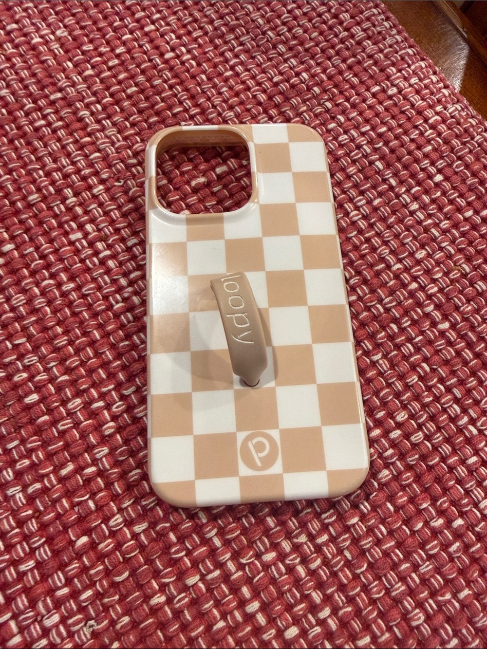 Loopy Checkerboard iPhone Case in Beige & White